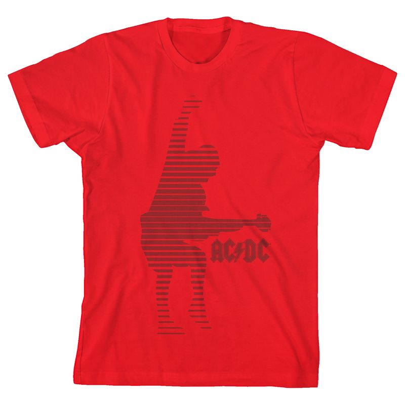 ACDC Red Angus Young Silhouette Youth Red Short Sleeve Crew Neck Tee