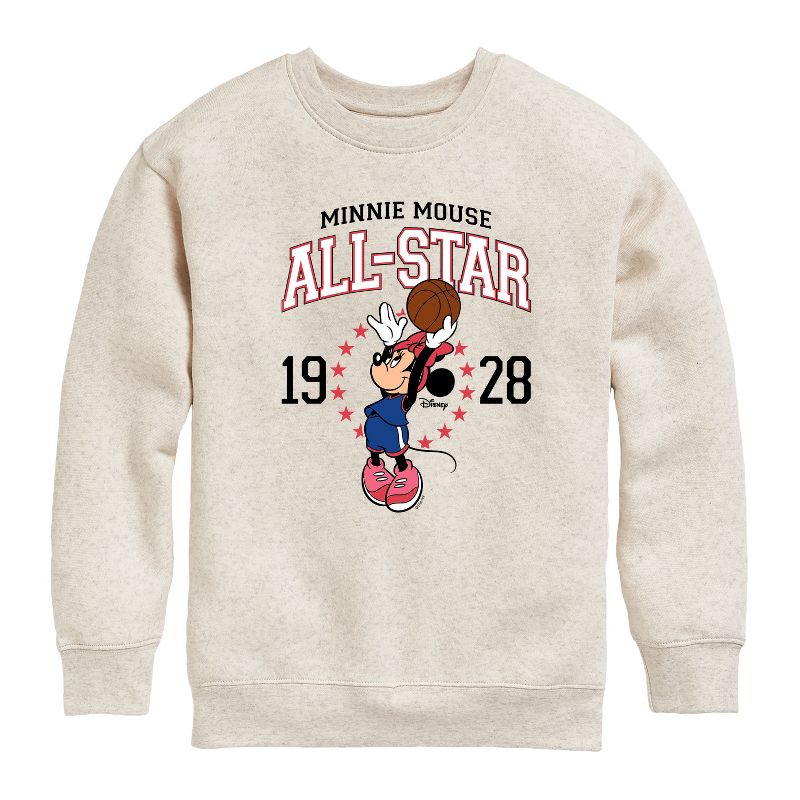 Boys' - Disney - Minnie All-Star 1928 Graphic Long Sleeve Fleece Sweatshirt