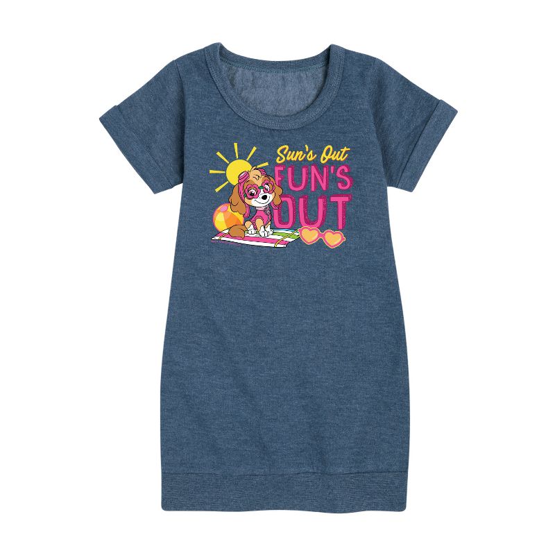 Girls' - Paw Patrol - Skye Suns Out Funs Out Graphic Short Sleeve Fleece Dress