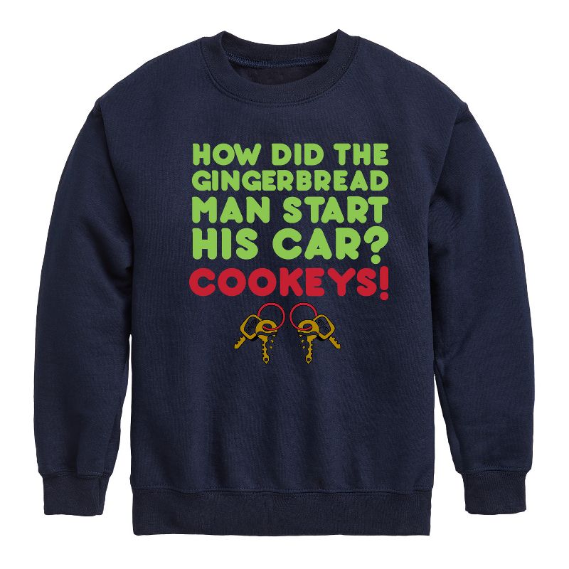Boys' - Instant Message - Cookeys Christmas Graphic Long Sleeve Fleece Sweatshirt