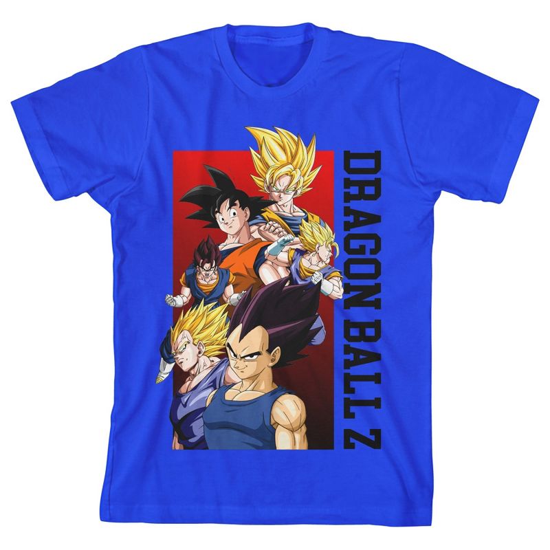 Bioworld Dragon Ball Z Vegito Character Group Youth Royal Blue Graphic Tee