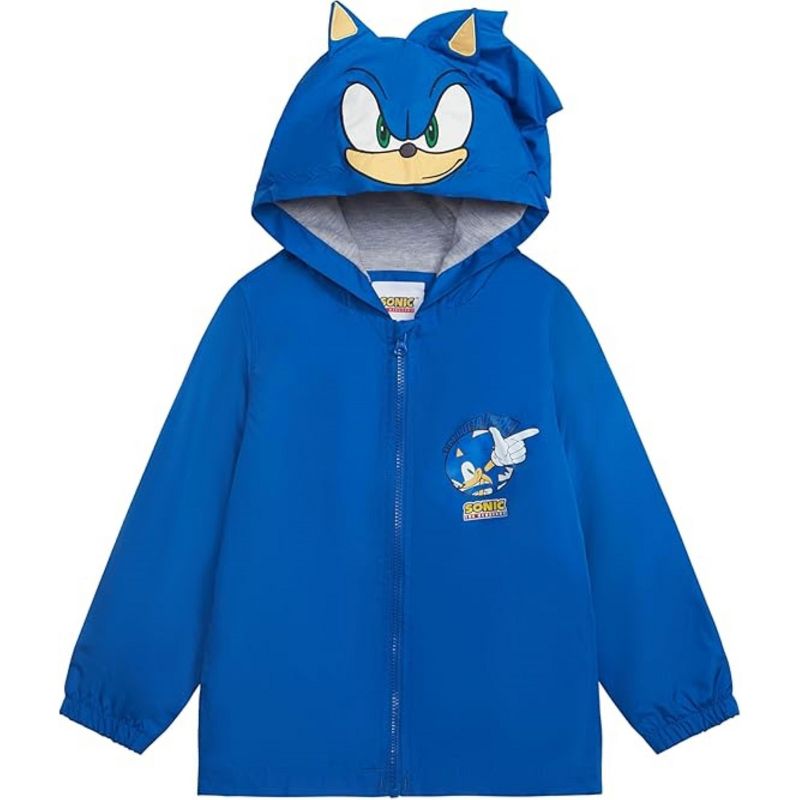 سترة مطر بغطاء رأس وبطانة جيرسي خفيفة الوزن للأولاد الصغار/الكبيرين من Sonic The Hedgehog