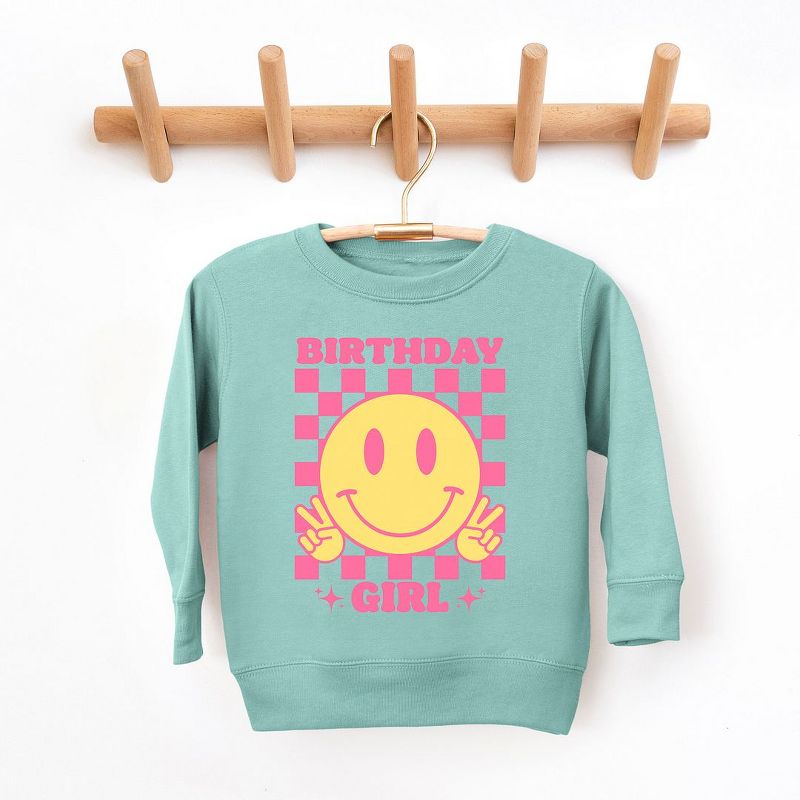The Juniper Shop Birthday Girl Checkered Toddler Graphic Sweatshirt