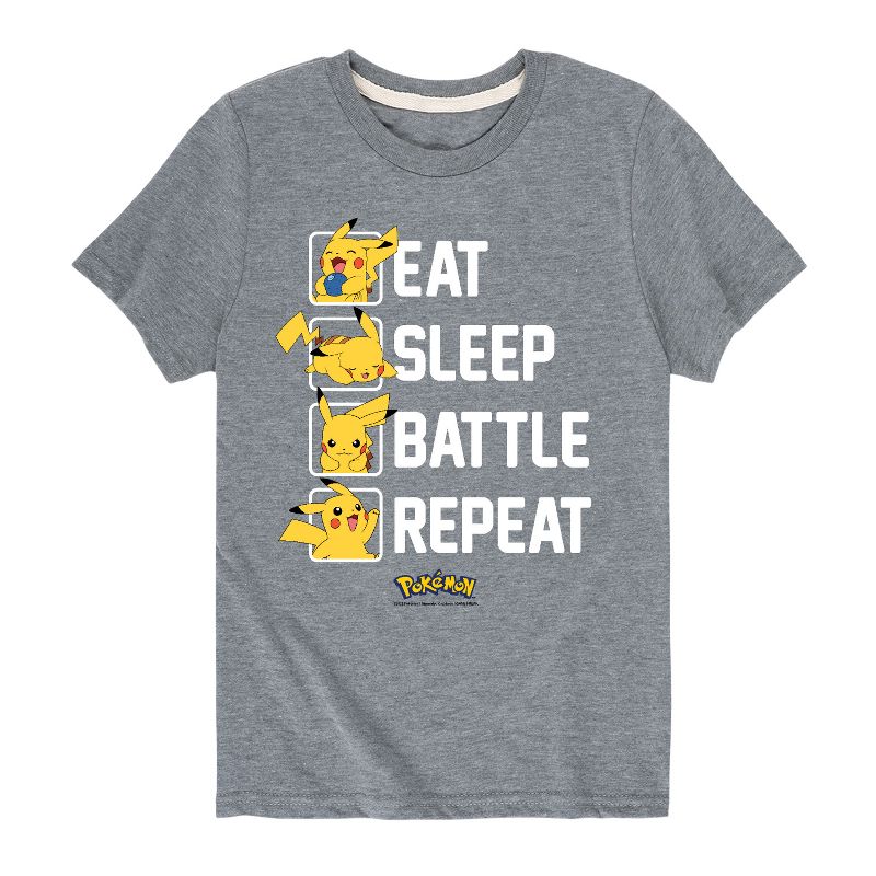 Boys' - Pokémon - Eat Sleep Battle Repeat Short Sleeve Graphic T-Shirt