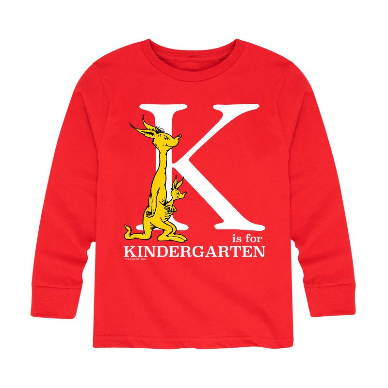تي شيرت جرافيكي بأكمام طويلة للأولاد - دكتور سوس - K Is For Kindergarten