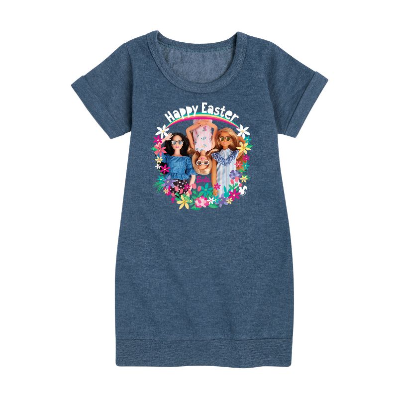 فستان باربي - عيد الفصح الجرافيكي - بأكمام قصيرة - للبنات