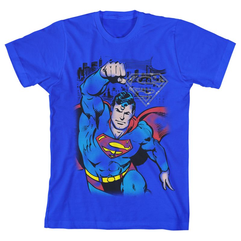 Superman Flying Youth Royal Blue Graphic Tee