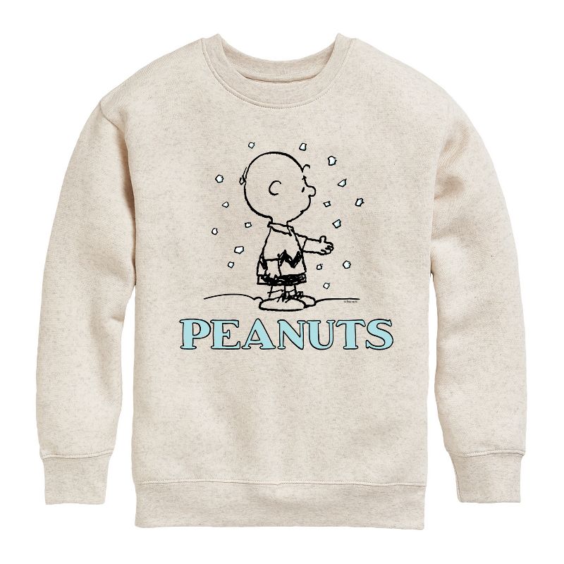 Boys' - Peanuts - Charlie Snow Graphic Long Sleeve Fleece Sweatshirt