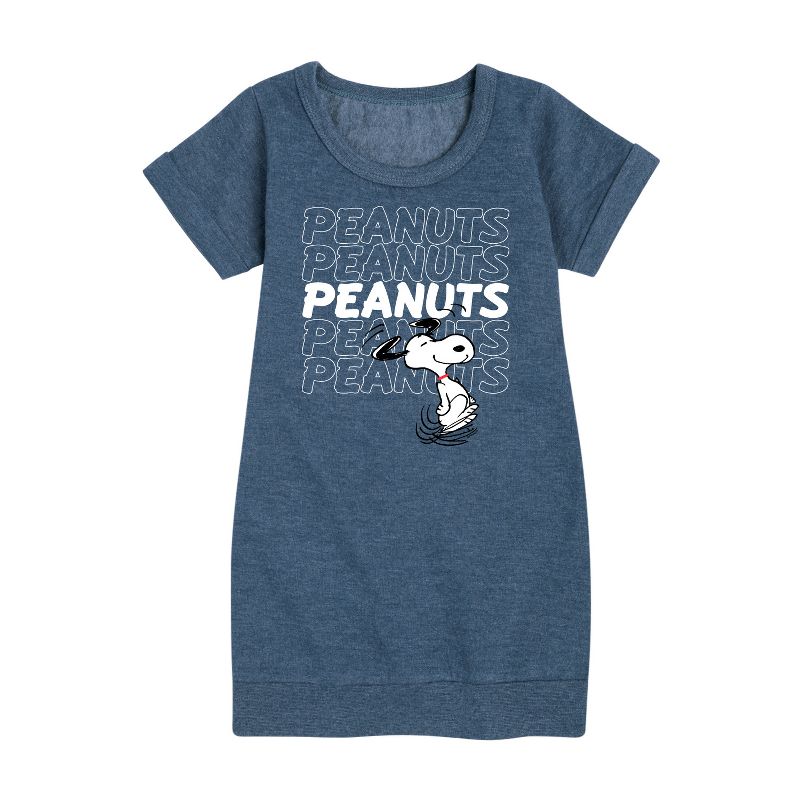 Girls' - Peanuts - Snoopy Repeat Graphic Short Sleeve Fleece Dress