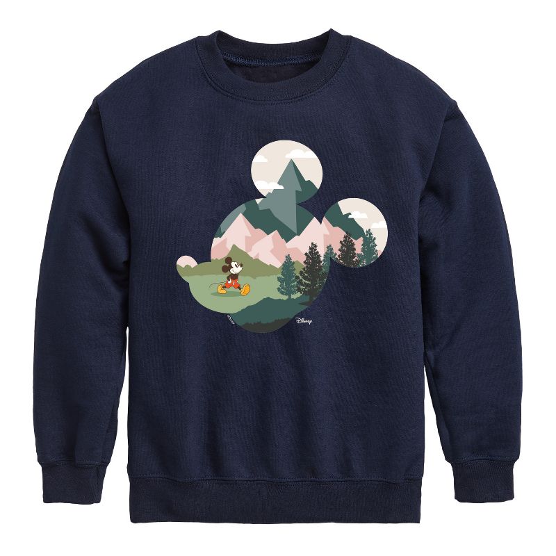 Boys' - Disney - Mickey Head Nature Fill Graphic Long Sleeve Fleece Sweatshirt