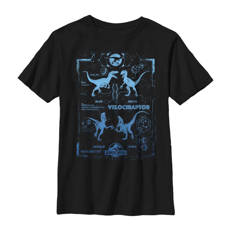 Boy's Jurassic World Velociraptor Pack Schematics T-Shirt