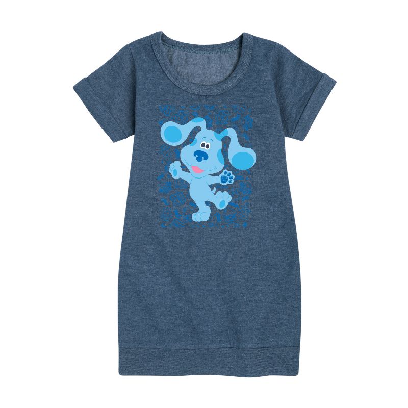 فستان بناتي - بلو كلوز وأنتِ! - بلو ويفز هالو جرافيكي بأكمام قصيرة من الصوف