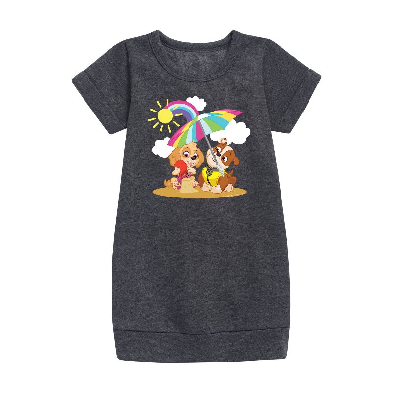 Girls' - Paw Patrol - Skye Rubble Beach Graphic Short Sleeve Fleece Dress