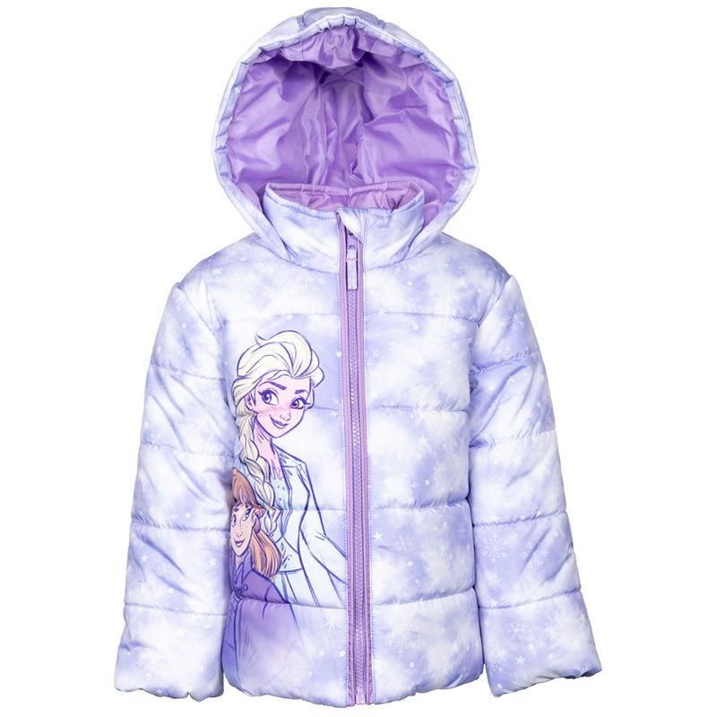Disney Frozen Girls Zip Up Winter Coat Puffer Jacket Little Kid