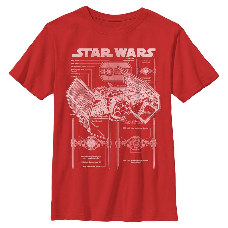 Boys Star Wars TIE Fighter Schematic T Shirt