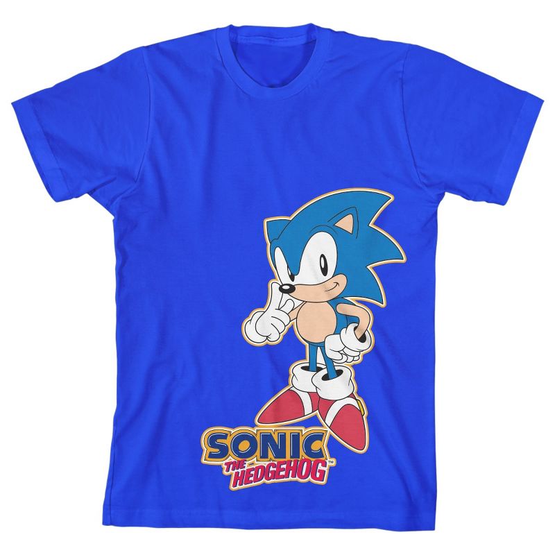 Sonic The Hedgehog Sonic Character Art Boy's Royal Blue T-shirt