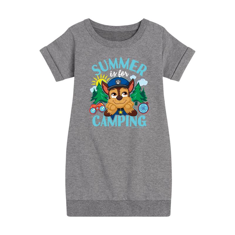 Girls' - Paw Patrol - Summer Is For Camping Graphic Short Sleeve Fleece Dress