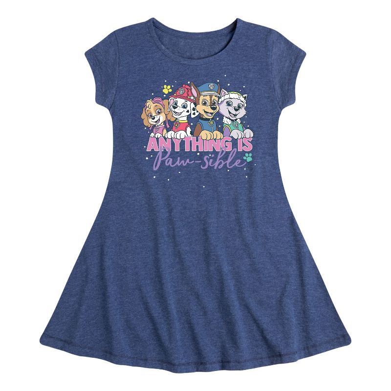 Girls' - Paw Patrol - Marshall Chase Everest Skye Anything Is Paw-Sible Fit & Flair Cap Sleeve Dress