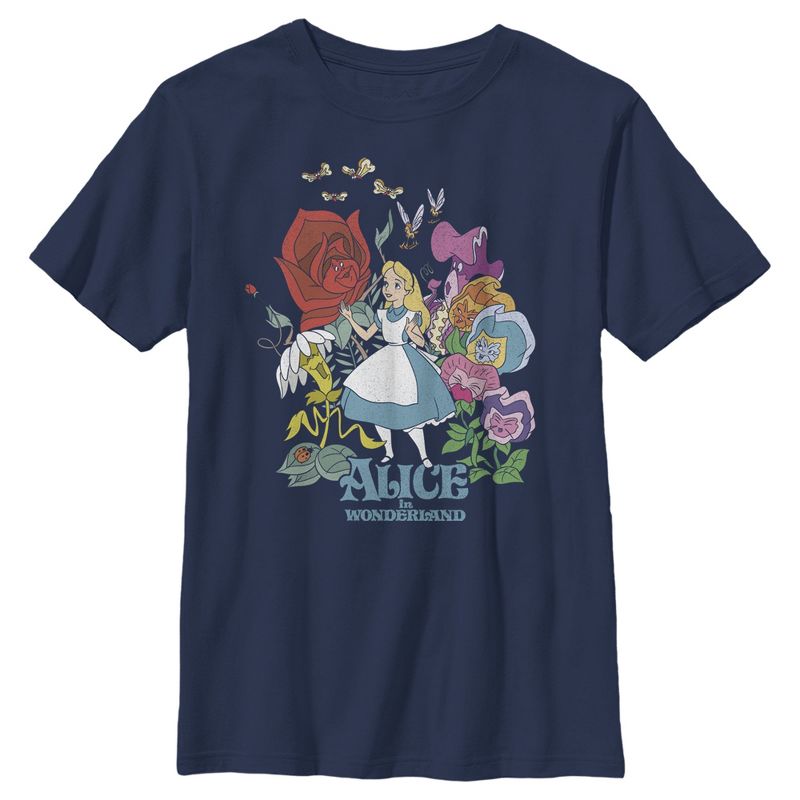 Boy's Alice in Wonderland Alice and The Talking Flowers T-Shirt