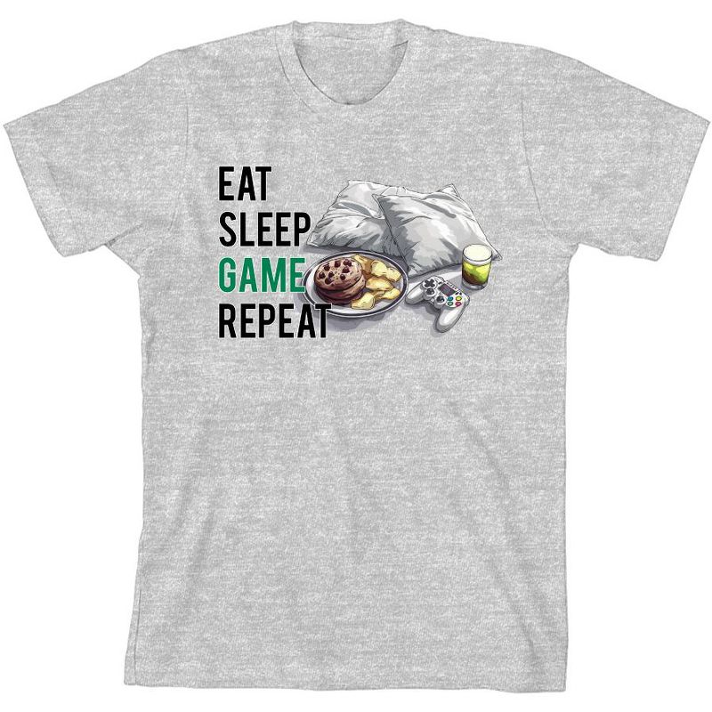 "Eat, Sleep, Game, Repeat" Youth Crew Neck Short Sleeve Tee