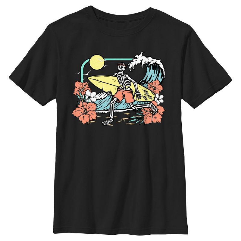 Boy's Lost Gods Beach Surf Skeleton T-Shirt