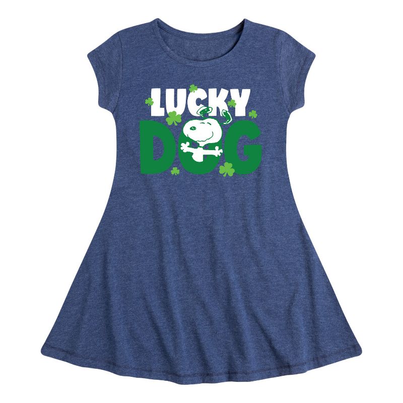 Girls' - Peanuts - Snoopy Lucky Dog Fit & Flair Cap Sleeve Dress