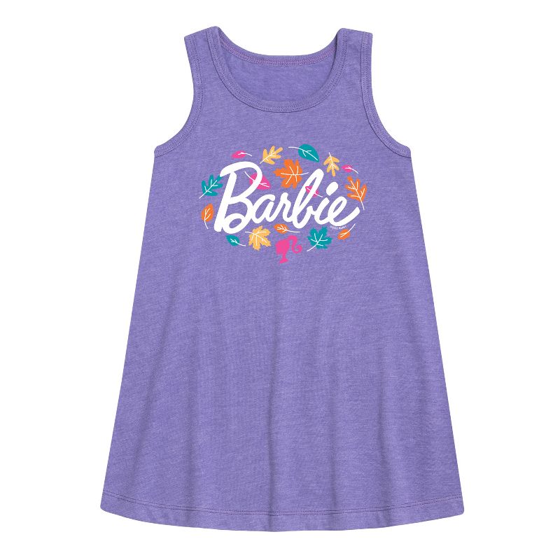 Girls' - Barbie - Leaves Swirling Graphic Sleeveless Aline Dress