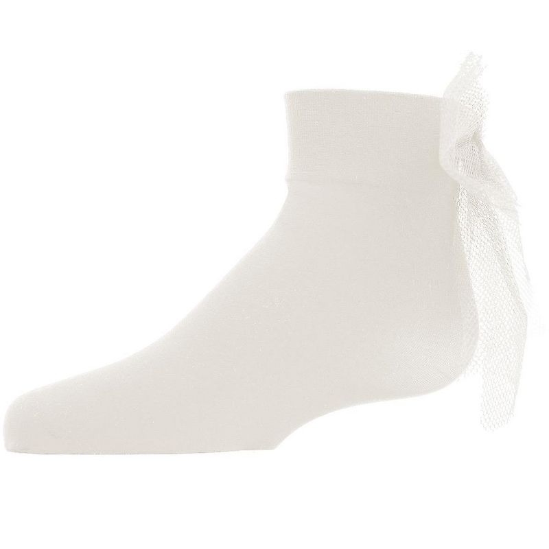 Memoi Microfiber Tulle Bow Anklet Socks