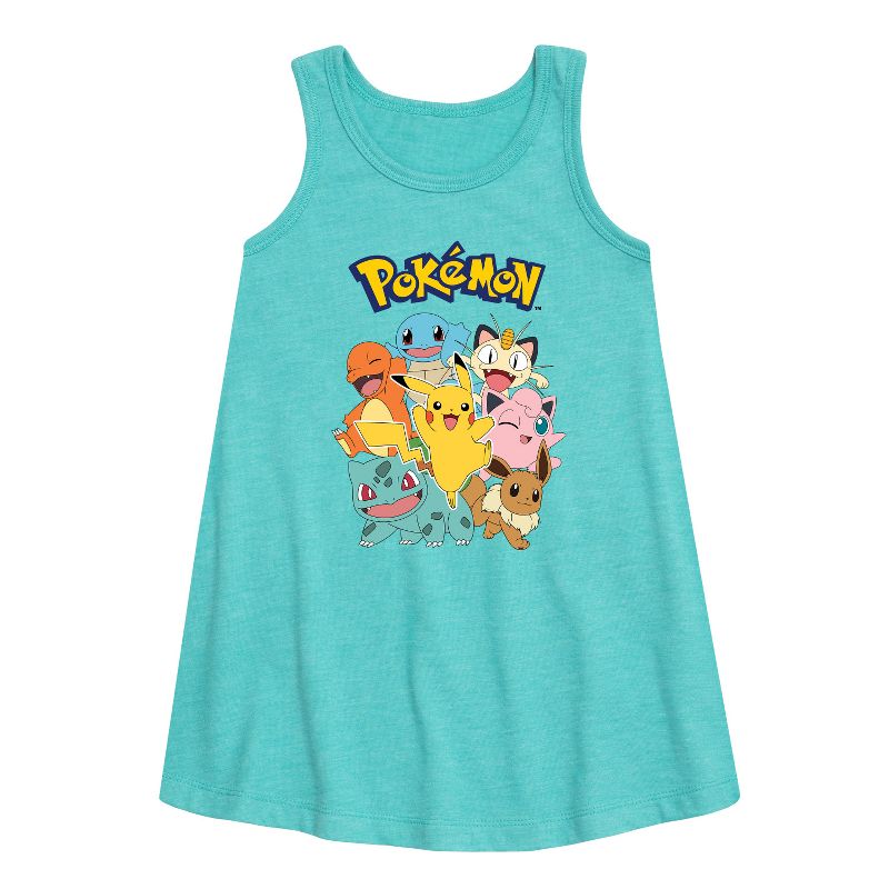Girls' - Pokémon - Pikachu and Friends Graphic Sleeveless Aline Dress