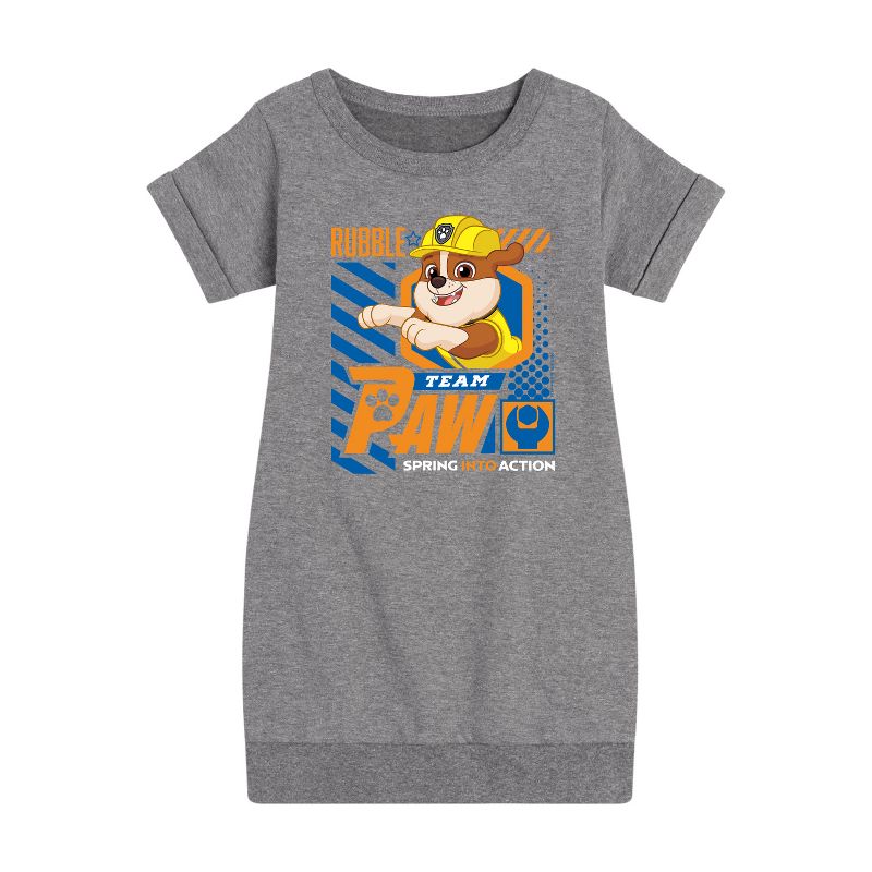 Girls' - Paw Patrol - Team Paw Rubble Graphic Short Sleeve Fleece Dress