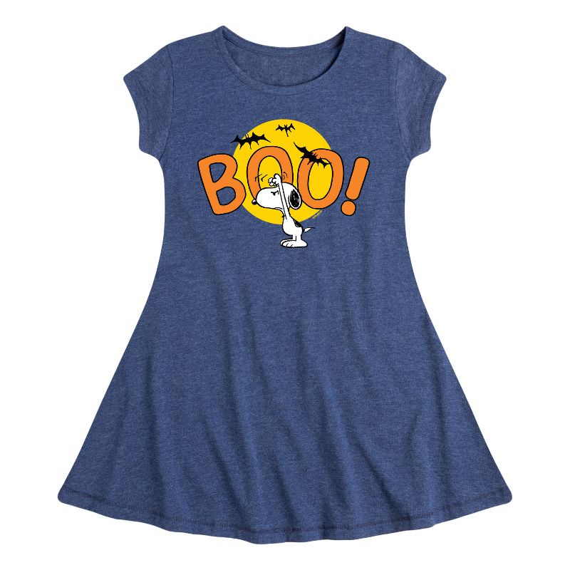 Girls' - Peanuts - Boo Snoopy Fit & Flair Cap Sleeve Dress