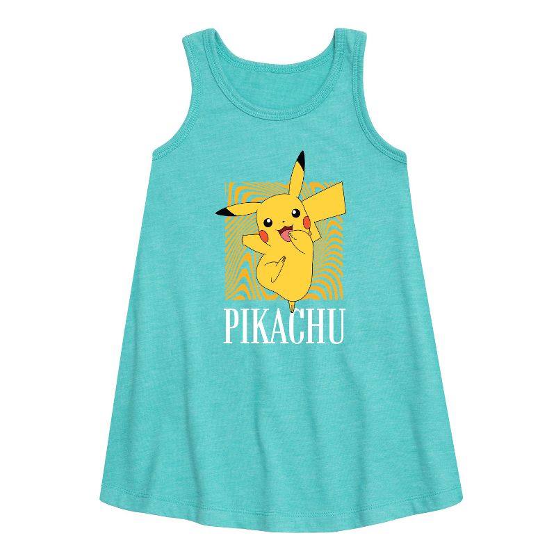 Girls' - Pokémon - Hypnotic Pikachu Art Graphic Sleeveless Aline Dress