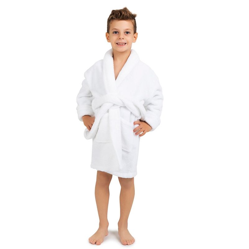 BC BARE COTTON Boys Shawl Robe Microfiber Plush Fleece Bathrobe