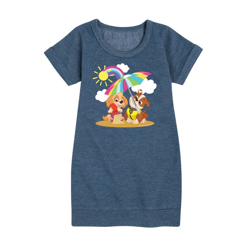 Girls' - Paw Patrol - Skye Rubble Beach Graphic Short Sleeve Fleece Dress