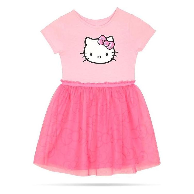 فساتين تول كاجوال بأكمام قصيرة للفتيات الصغيرات/الكبيرات من Hello Kitty