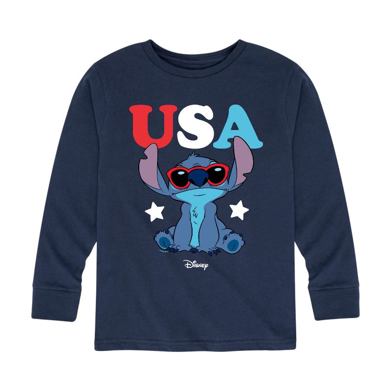 Boys' - Lilo and Stitch - Stitch USA Sunglasses Long Sleeve Graphic T-Shirt