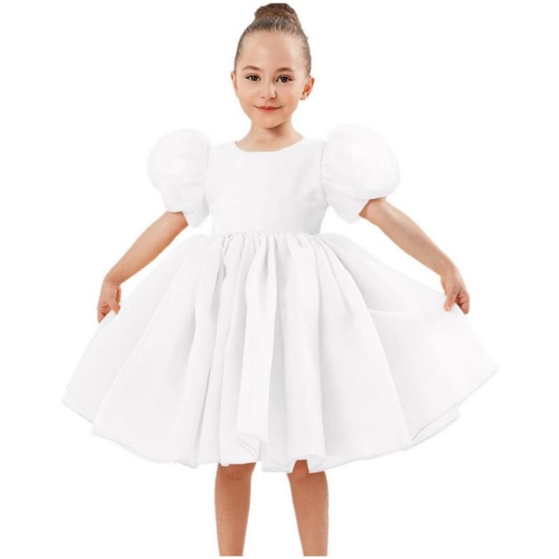 2Bunnies Girls' Organza Puff Sleeve Babydoll Fit & Flare Dress