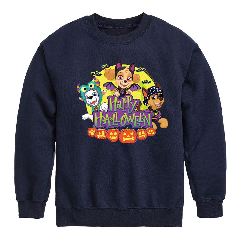 Boys' - Paw Patrol - Happy Halloween Graphic Long Sleeve Fleece Sweatshirt