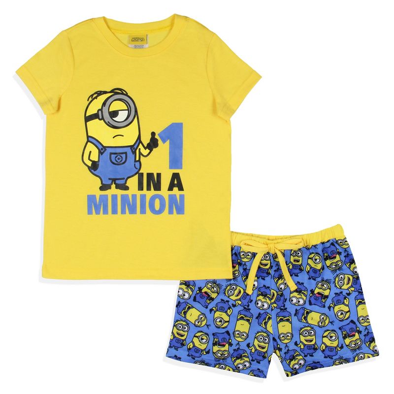 طقم بيجامة نوم قصير متعدد الألوان من فيلم Despicable Me Girls' Minions 1 In A Minions Sleep Sleeping Pajama Set