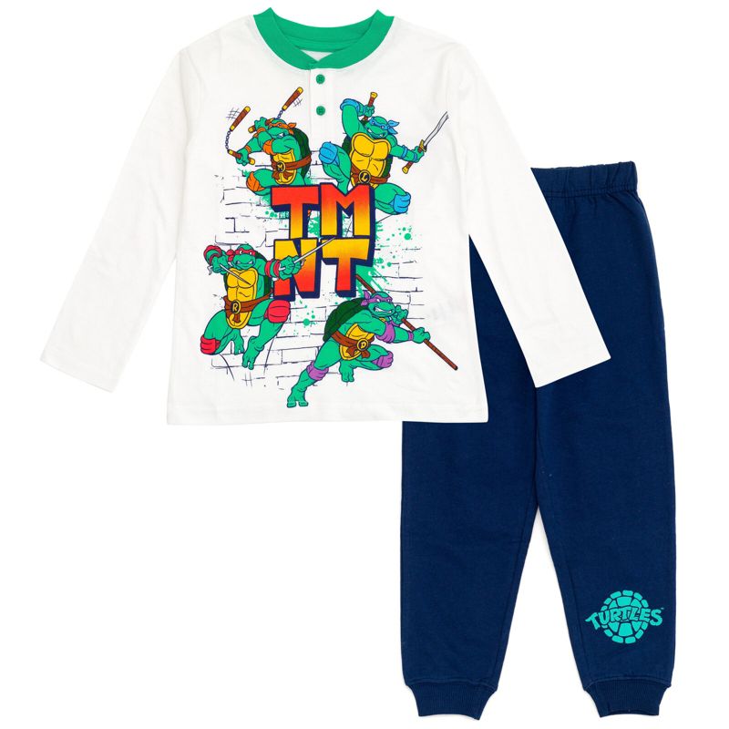Teenage Mutant Ninja Turtles Henley T-Shirt and French Terry Pants Outfit Set Toddler Sizes (2T - 14-16)