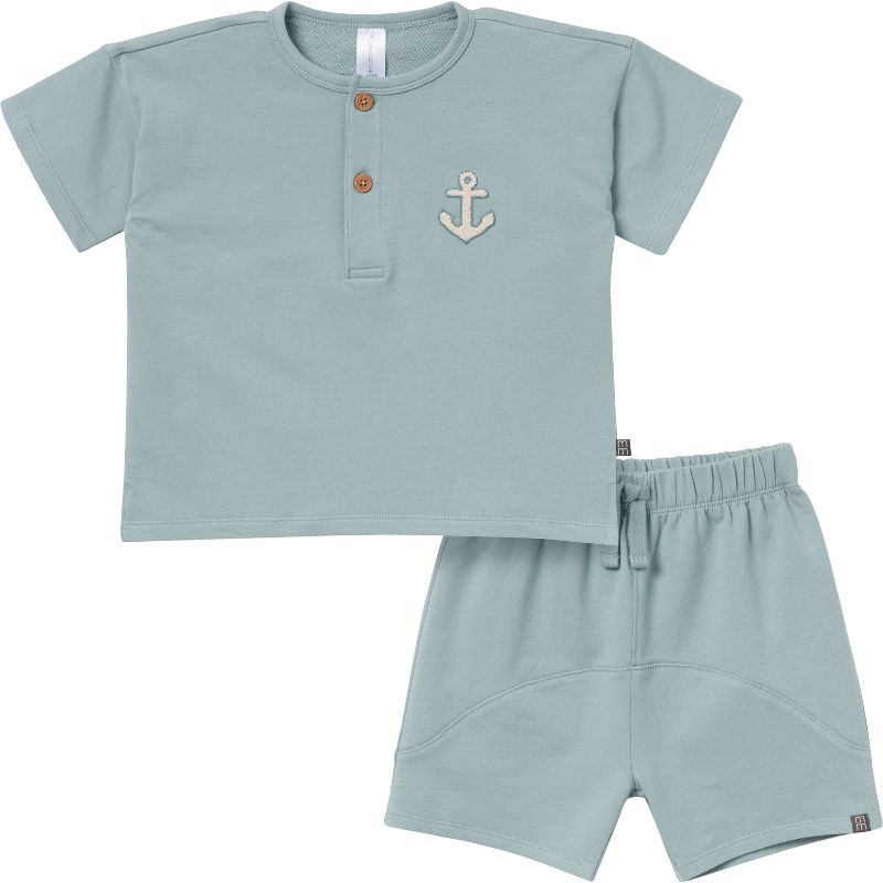 Modern Moments™ by Gerber Toddler Boys' 2-Piece Henley Shirt and Shorts Set
