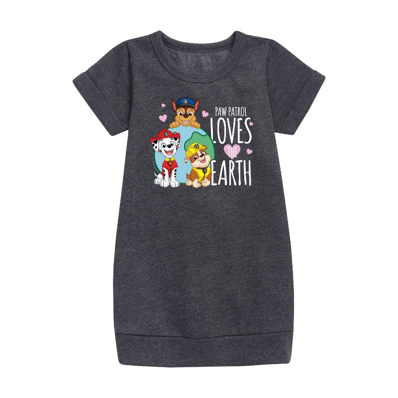 Girls' - Paw Patrol - Loves Earth Graphic Short Sleeve Fleece Dress