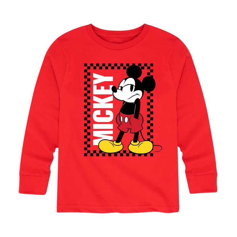 Boys' - Disney - Mickey Checker Frame Long Sleeve Graphic T-Shirt