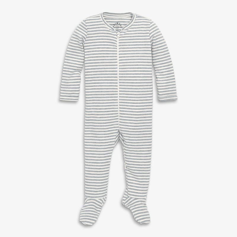 Primary Kids Baby Organic Zip Footie In Stripe