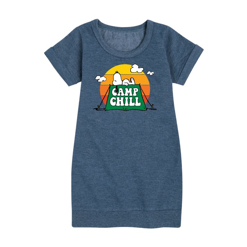 Girls' - Peanuts - Camp Chill Graphic Short Sleeve Fleece Dress