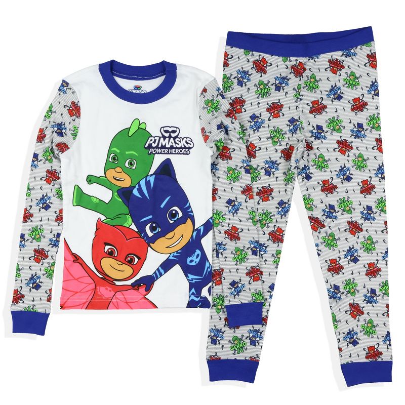 طقم بيجامة نوم بشعار عنوان Gekko Catboy Owlette للأولاد الصغار من PJ Masks متعدد الألوان