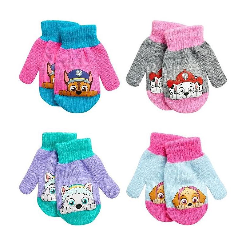 Paw Patrol Girls 4 Pack Mitten or Glove Set, Toddler or Little Girls