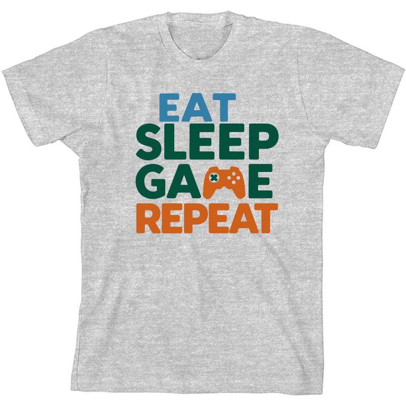 "Eat, Sleep, Game, Repeat" Youth Crew Neck Short Sleeve Tee