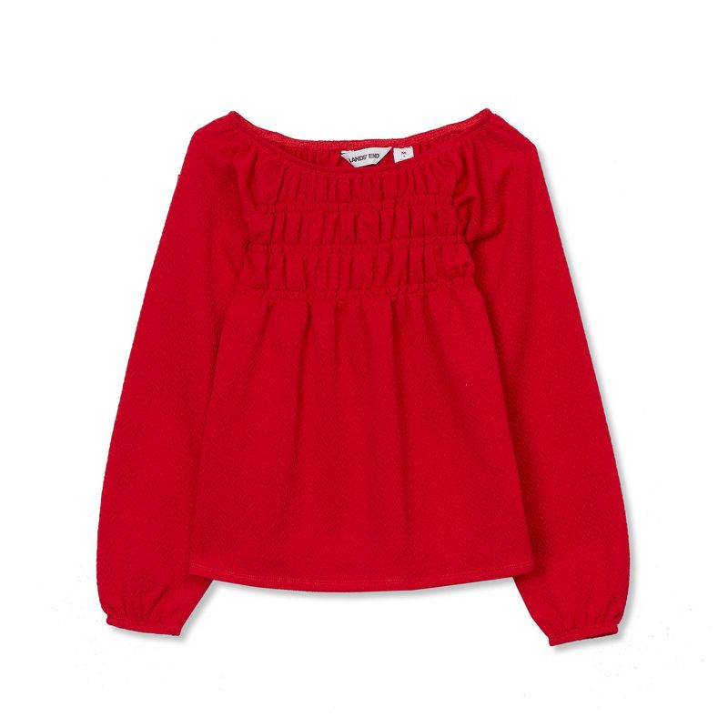 Lands' End Kids Smocked Long Sleeve Knit Shirt