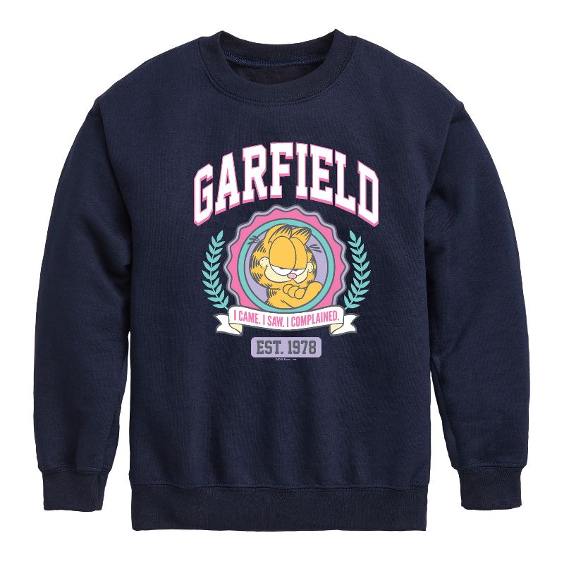 Boys' - Garfield - Collegiate Graphic Long Sleeve Fleece Sweatshirt